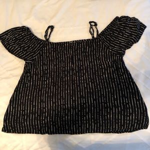 Striped off-the-shoulder shirt